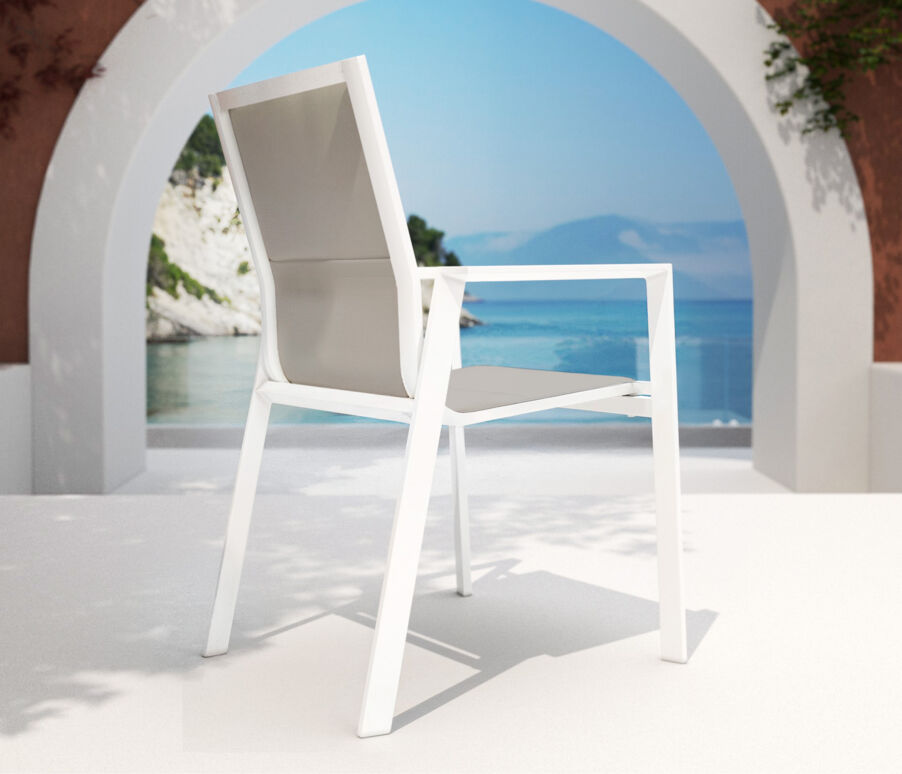 Sedia con braccioli da giardino impilabile alluminio Portofino - Tortora