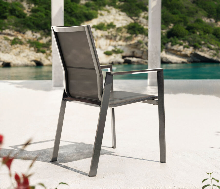 Tuinstoel met armleuning stapelbaar aluminium Portofino - Antraciet grijs