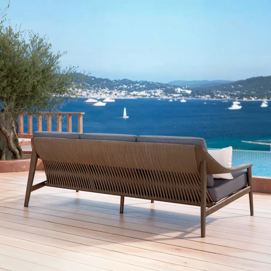 Sillón de jardín en madera teck 3 lugares Cap Ferrat - Gris