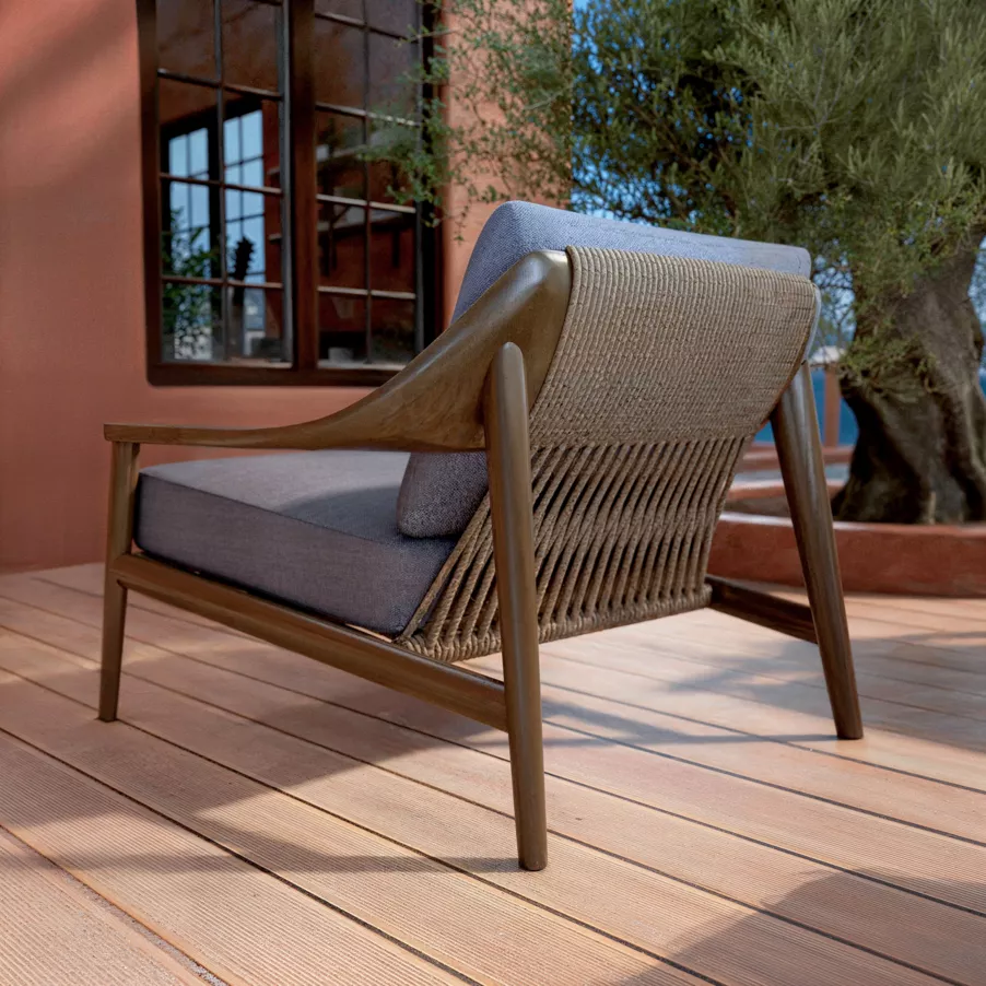 Fauteuil salon de jardin bois teck Cap Ferrat - Gris
