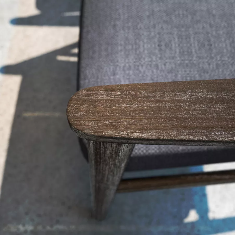 Salón de jardín en madera teck 5 lugares Cap Ferrat - Gris