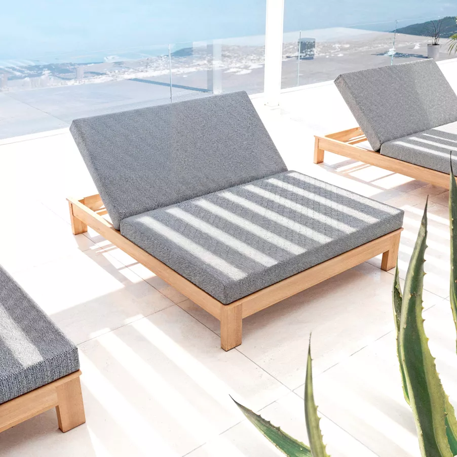 Tumbona doble en madera de acacia Bornéo - Gris antracita