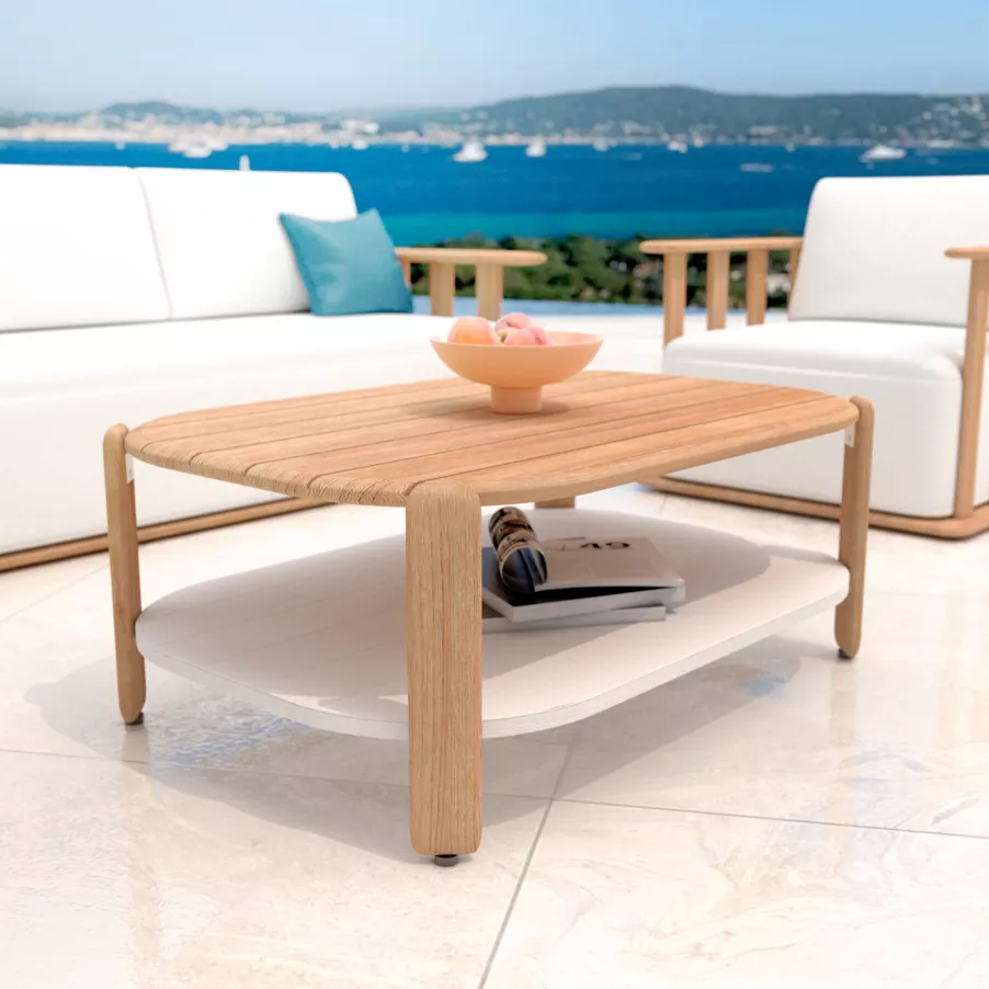 Salón de jardín en madera teck 5 lugares Java - Crudo