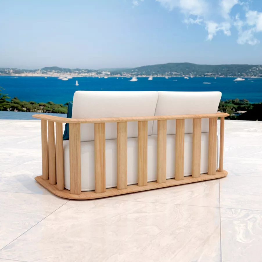 Sillón de jardín en madera teck 2 lugares Java - Crudo