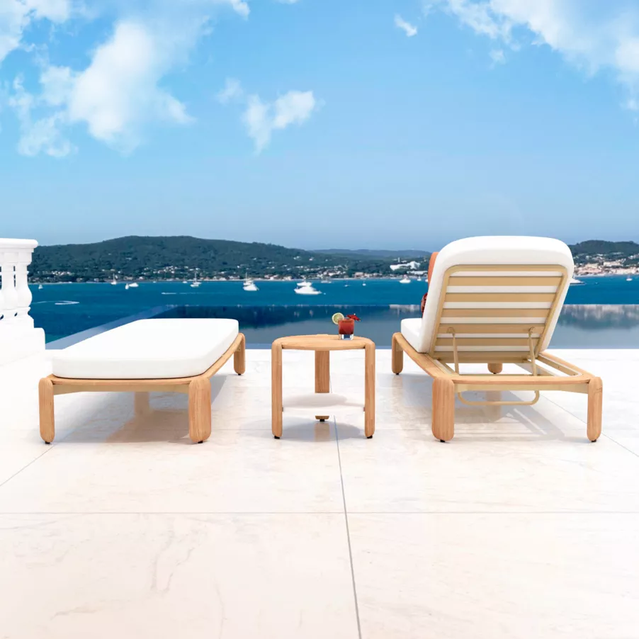 Table d'appoint de jardin bois teck Java (D50 cm) - Naturel