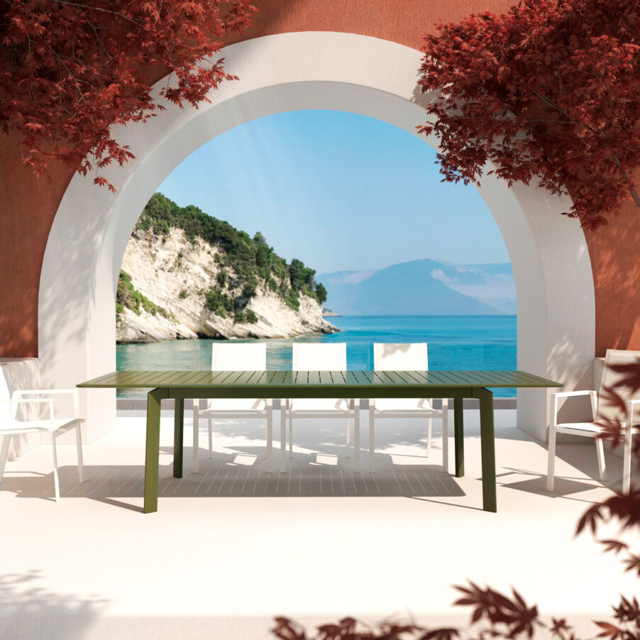 Tuintafel uitschuifbaar aluminium 10 zitplaatsen (286 x 100 cm) Portofino - Vert olive