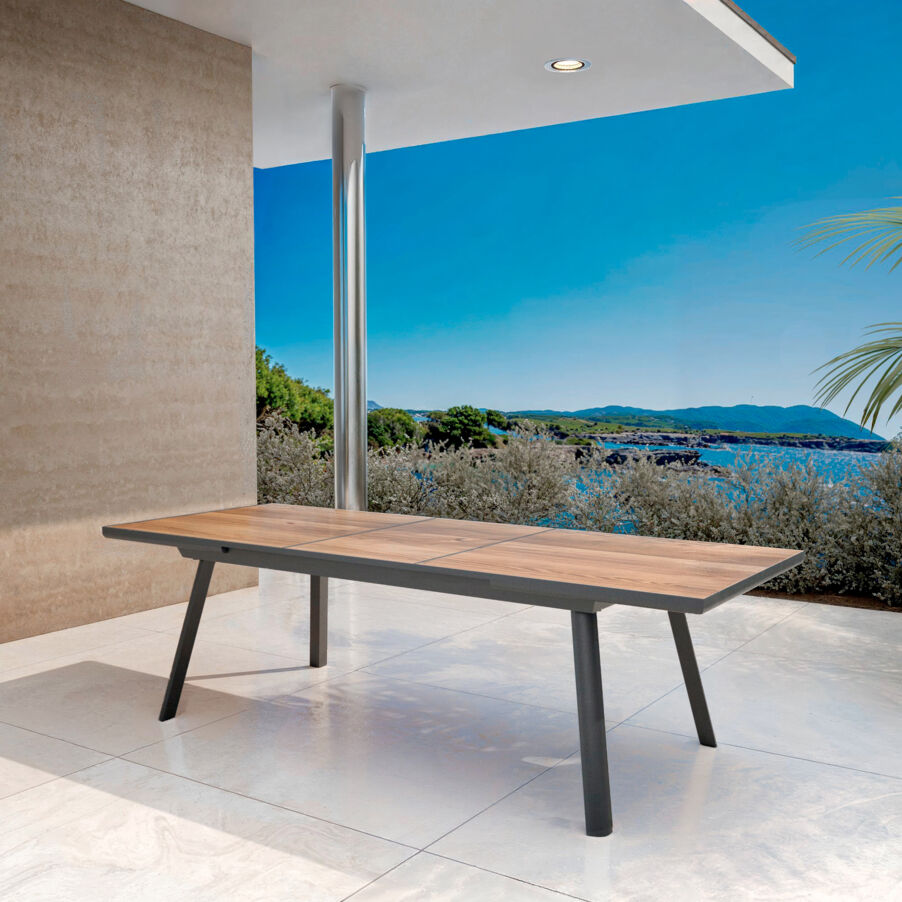 Tuintafel uitschuifbaar aluminium 10 zitplaatsen (260 x 96 cm) Amalfi - Antraciet