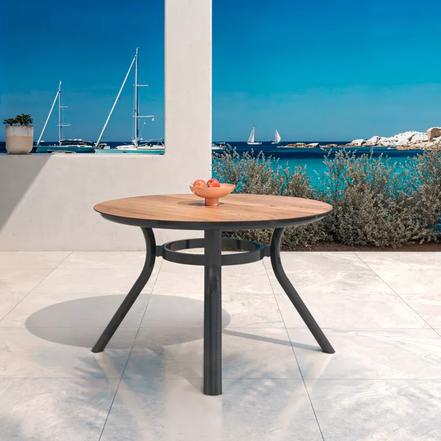 Mesa de jardín redonda en aluminio  6 lugares (D120 cm) Amalfi - Gris antracita