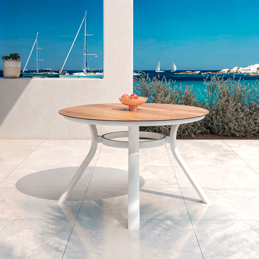 Tuintafel rond aluminium 6 zitplaatsen (D120 cm) Amalfi - Wit