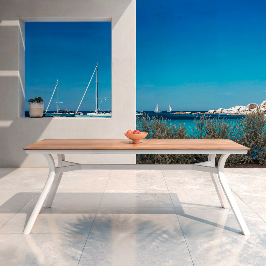 Rechteckiger Gartentisch Aluminium 8 Pers. (200 x 90 cm) Amalfi - Weiß