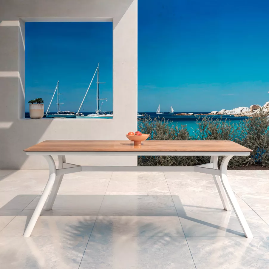 Table de jardin aluminium 8 places (200 x 90 cm) Amalfi - Blanc