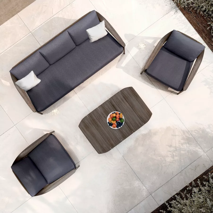 Sillón de jardín en madera teck 3 lugares Cap Ferrat - Gris