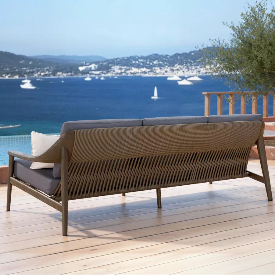 3-zitstuinbank teak hout Cap Ferrat - Grijs