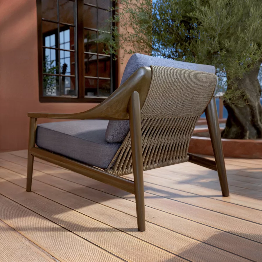 Fauteuil salon de jardin bois teck Cap Ferrat - Gris