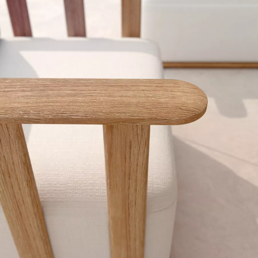 Fauteuil salon de jardin bois teck Java - Ecru