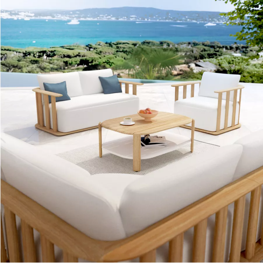 Mesa rectangular para salón de jardín teck Java (L120 cm) - Natural