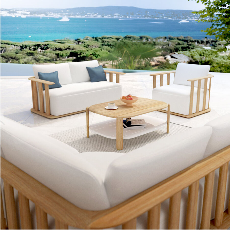 Rechteckiger Loungetisch aus Teakholz Java (L100 cm) - Holzfarben