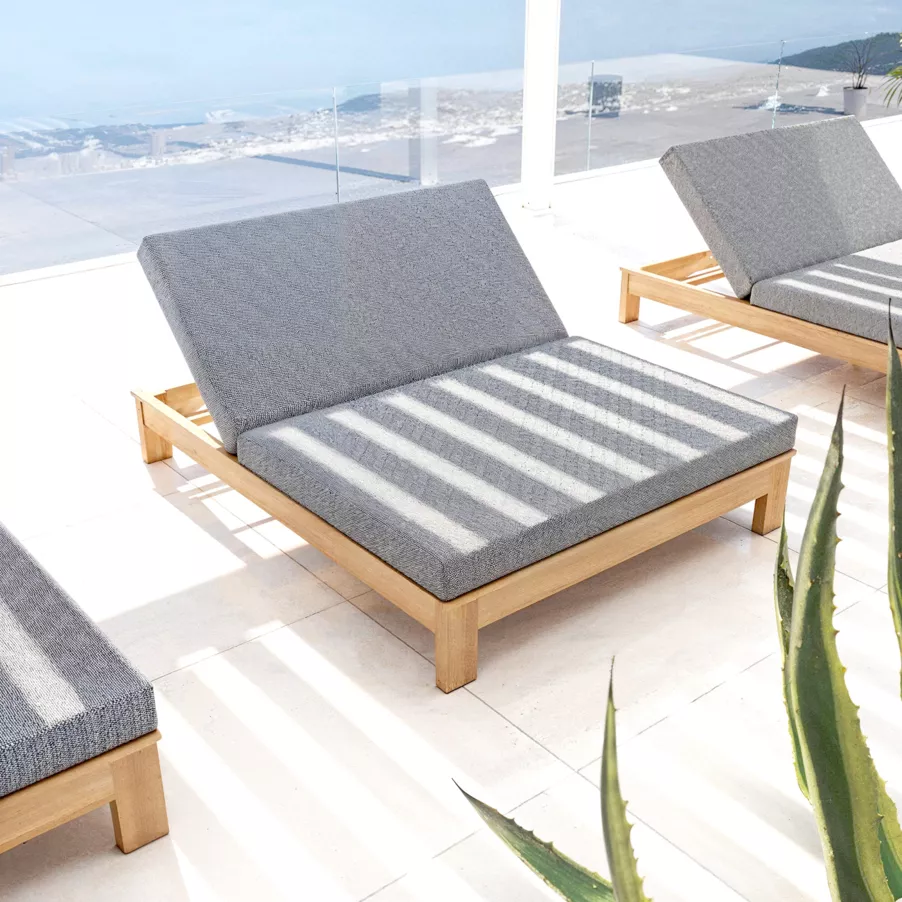 Tumbona doble en madera de acacia Bornéo - Gris antracita