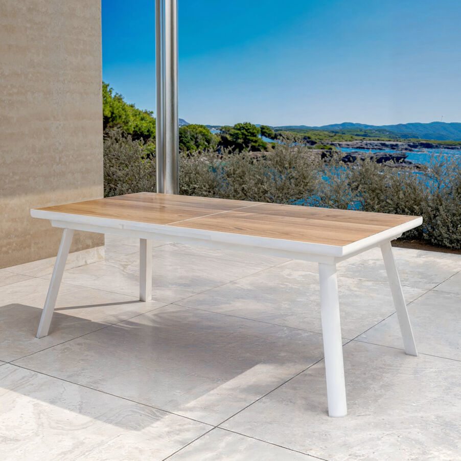 Table de jardin extensible aluminium 10 places (260 x 96 cm) Amalfi - Blanc