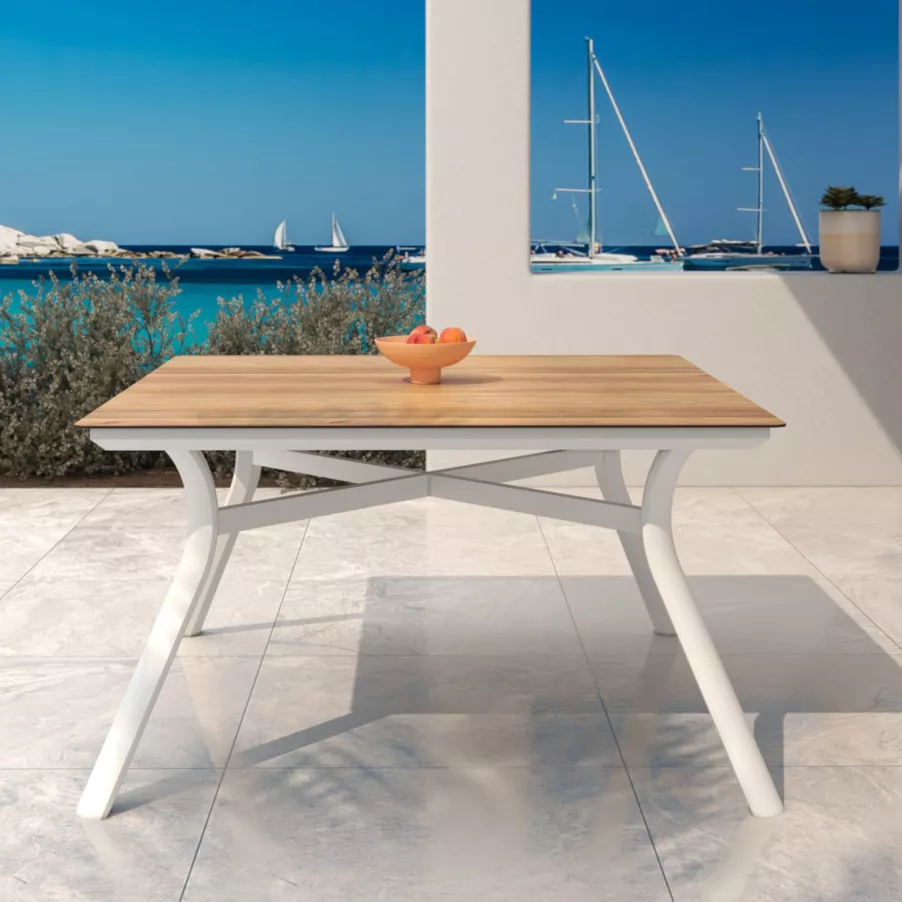 Mesa de jardín en aluminio  8 lugares (136 x 136 cm) Amalfi - Blanco