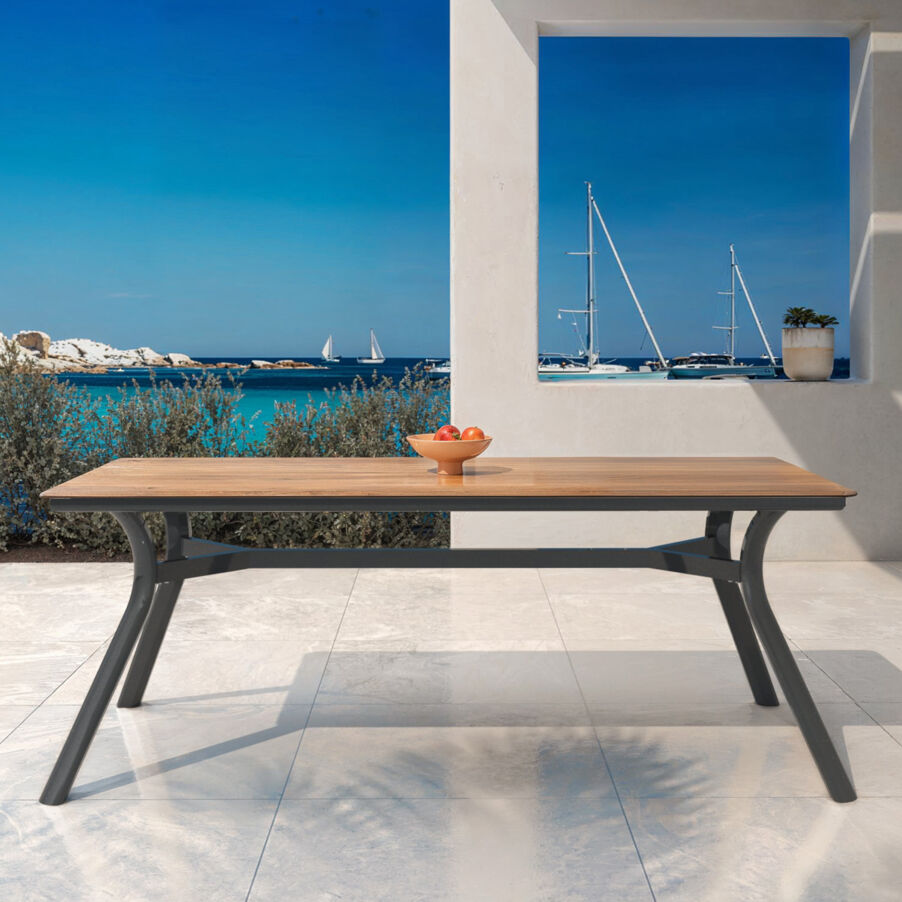 Rechteckiger Gartentisch Aluminium 8 Pers. (200 x 90 cm) Amalfi - Anthrazitgrau