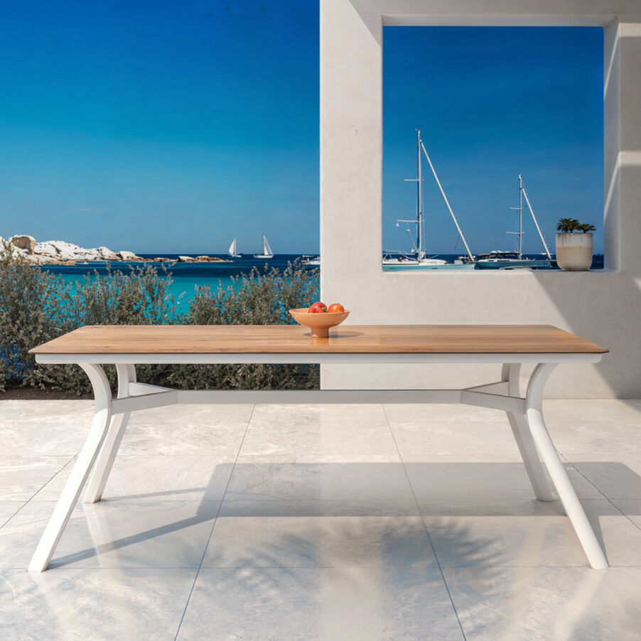 Table de jardin aluminium 8 places (200 x 90 cm) Amalfi - Blanc