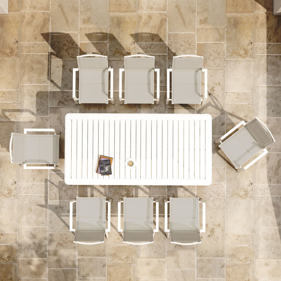 Tavolo da giardino allungabile alluminio 10 posti (286 x 100 cm) Portofino - Bianco