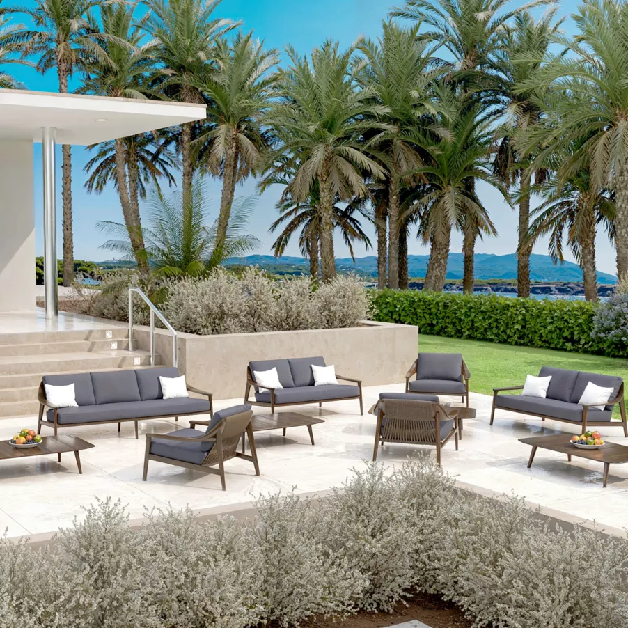 Sillón de jardín en madera teck 3 lugares Cap Ferrat - Gris