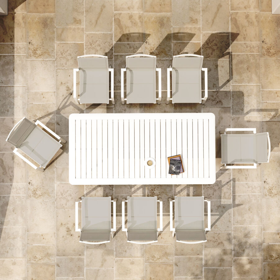 Mesa de jardín extensible en aluminio  10 lugares (286 x 100 cm) Portofino - Blanco