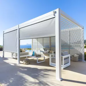 Store pour pergola Evora GM (6 x 3,6 m) - Blanc/Gris