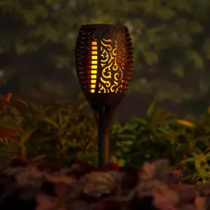 Borne de jardin solaire effet Flamme Arabesque - Noire
