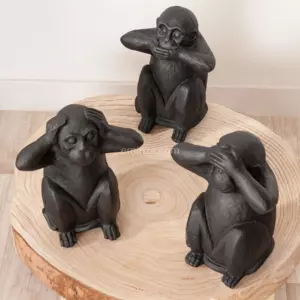 Lot de 3 singes Sagesse Noir