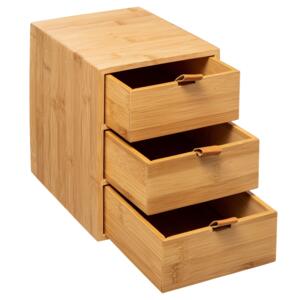 Boite bambou 3 tiroirs Sury Beige - Petit meuble de rangement - Eminza
