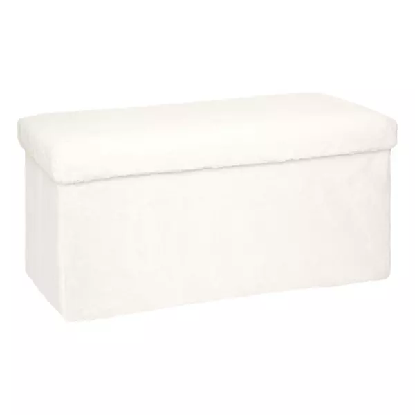 Pouf Pliant Ezzio Atmosphera - Bois Blanc - Rangement Pratique Et Confort