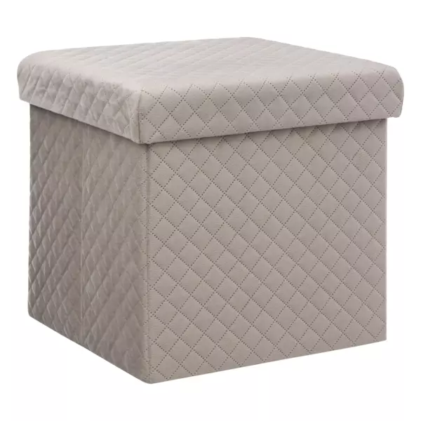 Pouf Pliant Cortona M En Velours Bleu Marine - 30x30x30 Cm, Rangement Intégré 19L, Charge 100 Kg - Idéal Salon, Chambre, Entrée
