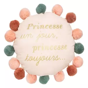 Coussin rond enfant (30 cm) Pompons Multicolore