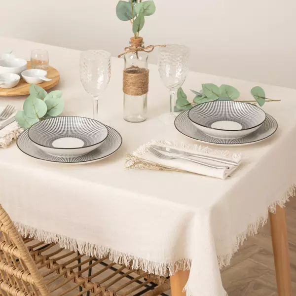 Tovaglia Rettangolare 130x260 Cm Marrone Chiaro – Damascata Anti-macchia – Non Necessita Di Stiratura