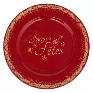 Lote de 12 platillos Felices fiestas Rojo