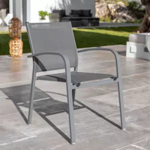 Silla de jardn con reposabrazos alu apilable Murano - Gris pizarra