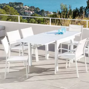 Table de jardin extensible 8 places Aluminium Murano (180 x 90 cm) - Blanche