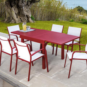 Table de jardin extensible 8 places Aluminium Murano (180 x 90 cm) - Rouge