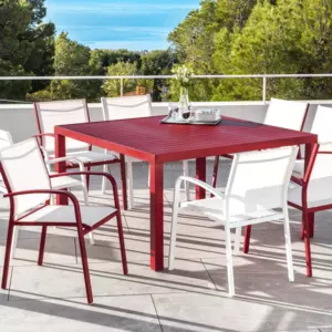 Mesa de jardn cuadrada Aluminio Murano (136 x 136 cm) - Rojo