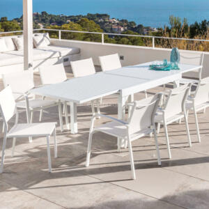 Table de jardin extensible 12 places Aluminium Murano (320 x 100 cm) - Blanche - Salon de jardin, table et chaise - Eminza