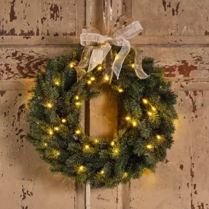 Corona de Navidad luminosa Asarum D40 cm Blanco clido