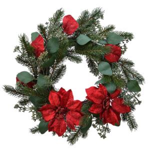 Couronne de Noël décorée Poinsettia D40 cm
