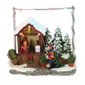 Scne de vie illumine  piles Stand vendeur de sapin