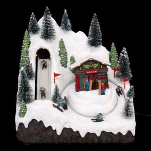 LuVille Village de Noël Miniature Piste de Ski - L13 x l7.5 x H10 cm