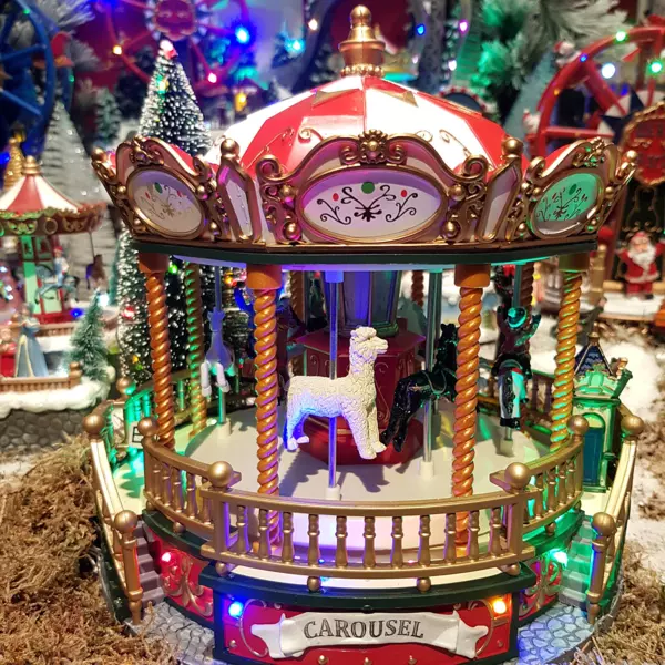Carrousel Musical De Noël Winter Wonderland Avec LEDs - 52x35x35 Cm - Multicolore - Neuf