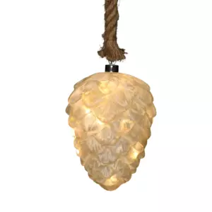 Suspension lumineuse  piles Pomme de pin verre glac Blanc chaud
