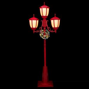 Lampadaire illuminé 3 lanternes Rouge/Blanc chaud
